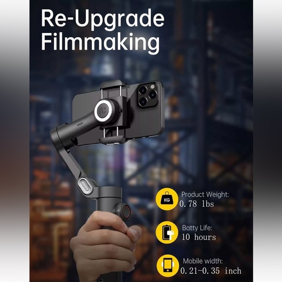 COPY - Phone Gimbal Stabilizer 3-Axis Smartphone Foldable Gimbal Gimble with Fo… - Picture 1 of 8